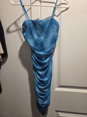 Forever 21 Blue Wave Draped Midi Slip Dress